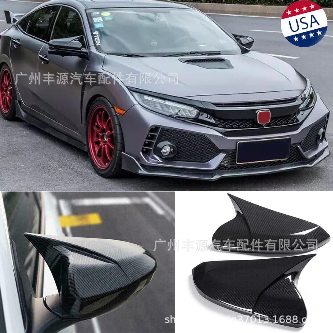 For Honda Civic Type R 10th Gen Civic Side Mirror Cover Horn 2016-2020