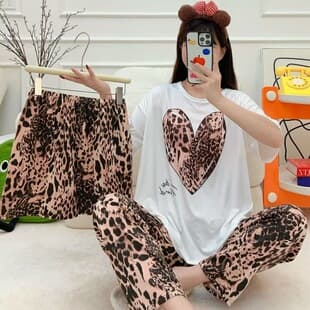 3-Piece Short Sleeve Loungewear Set Shorts Pajamas Cartoon Summer Sleepwear Women Export Wholesale Southeast Asia Factory