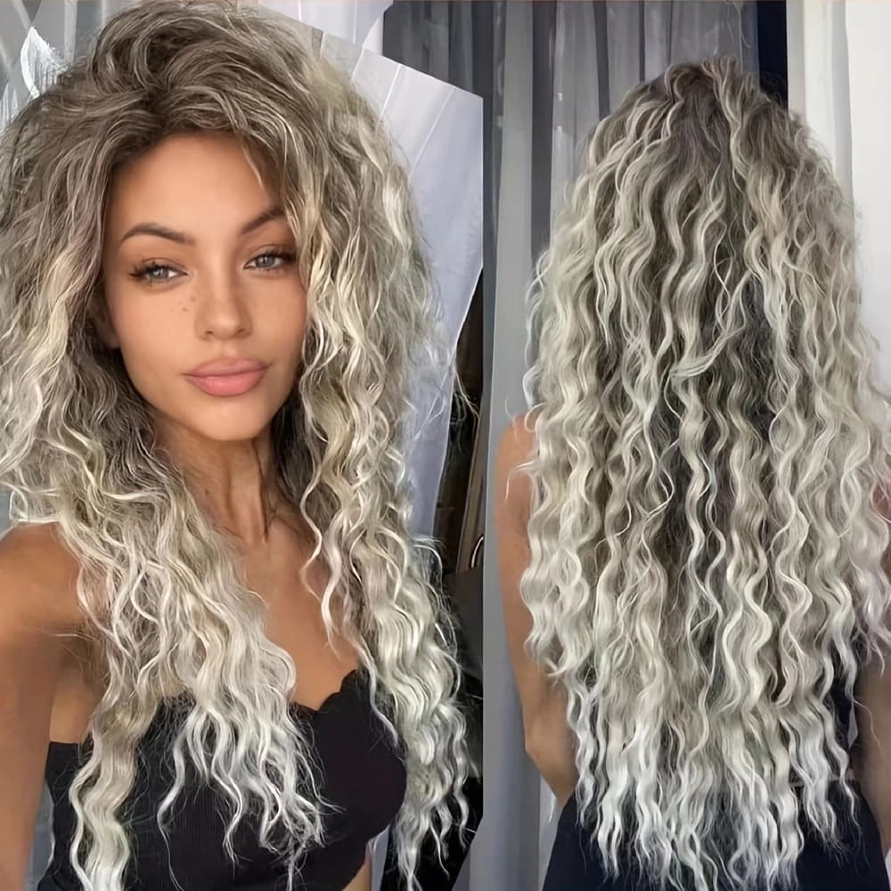 Cross-border E-commerce TEMU Wig for Women, Fluffy Long Curly Hair, African Small Curls, Chopstick Curls, Stock Long Straight Hair