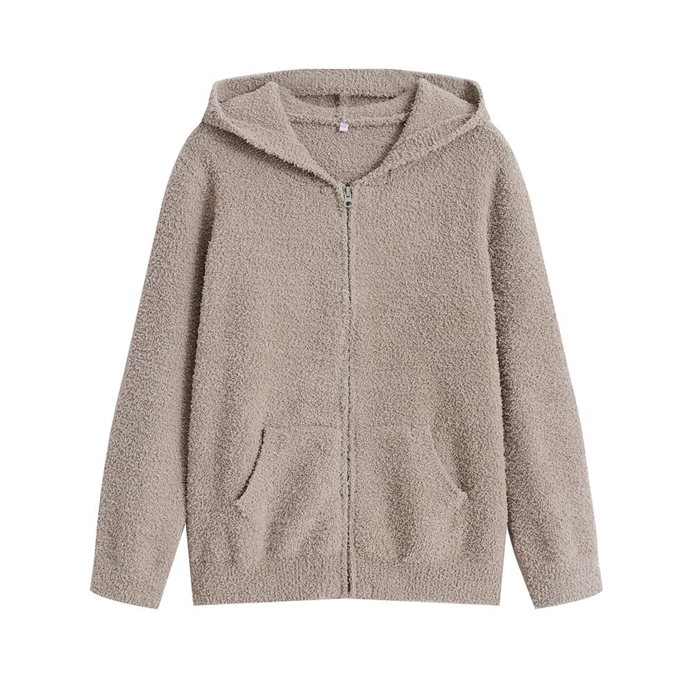 Muji-Style Japanese Fluffy Thermal Loungewear Set: Women's Hooded & Men's Cardigan Loungewear Pajamas, Warm Sleep Pants