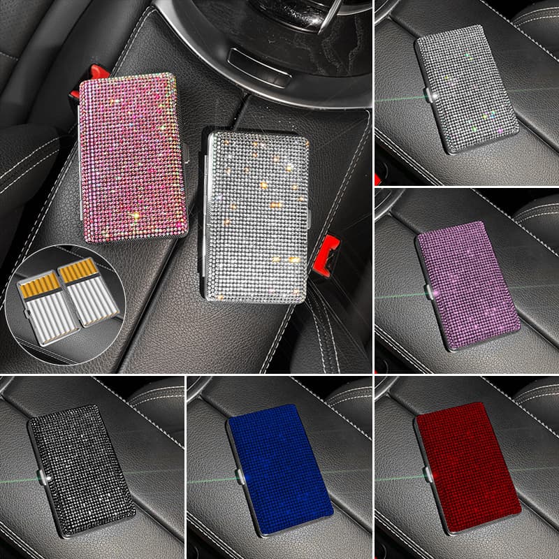 Cross-border Diamond Sticker Cigarette Box Metal Sticker Stainless Steel Portable Cigarette Box Coarse and Fine High-grade Lady Cigarette Box