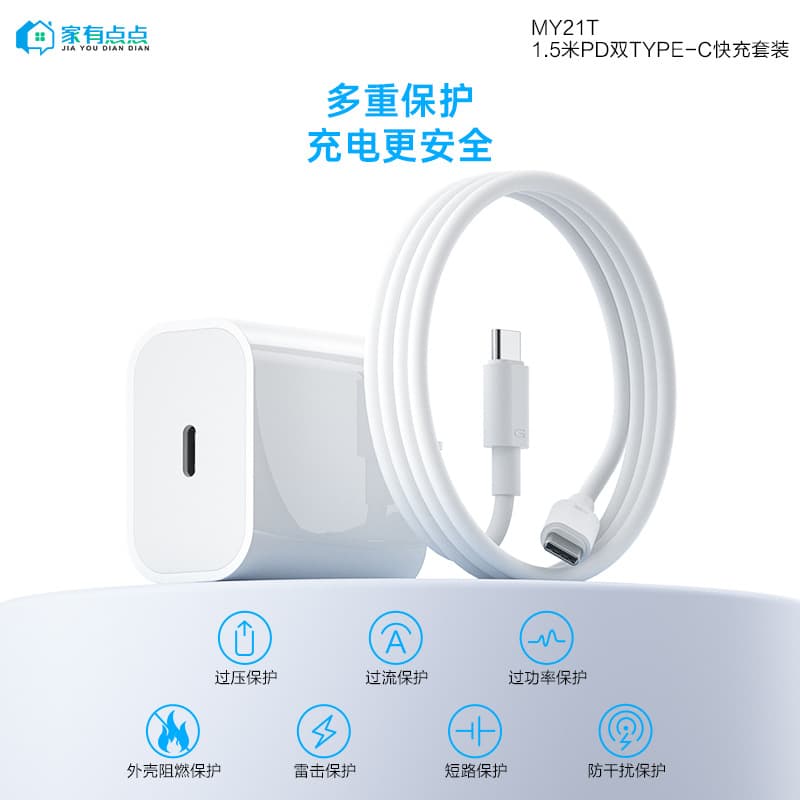 Home Dot 1.5m PD Dual Type-C Fast Charging Kit Compatible with All iPhone 15 Series 3C Certified / MY21T