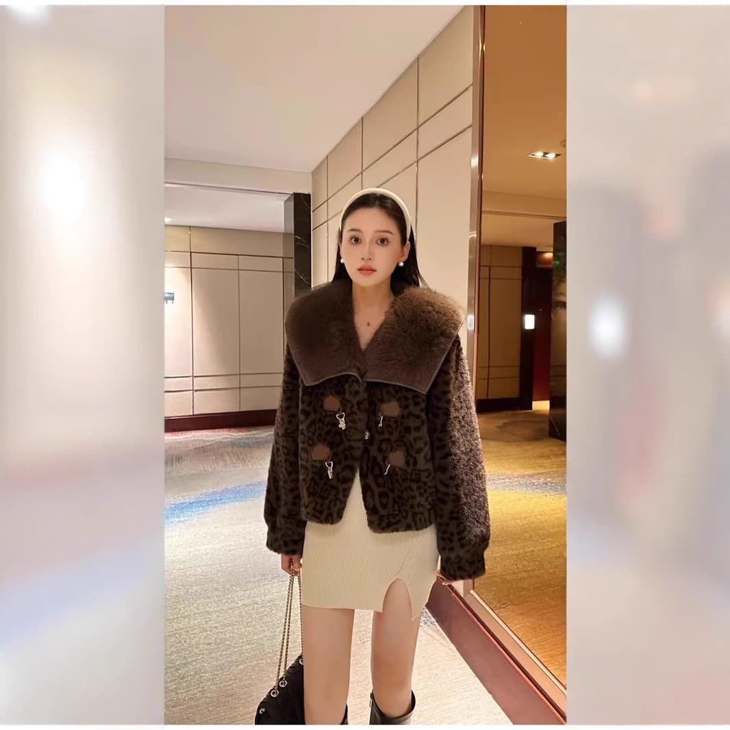 European Mink Velvet Faux Fox Fur Collar Fur Coat Women Winter Fur Integrated Short Coat European and American Style Fluffy