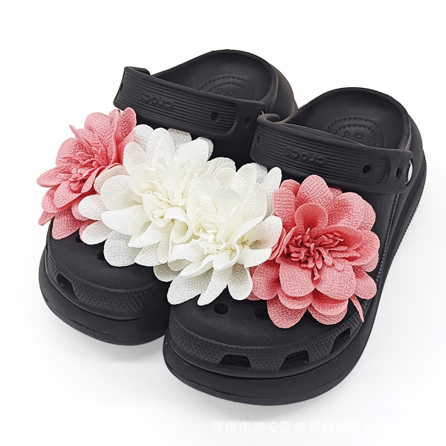 Hole Shoes Accessories Handmade Flower Core Flower DIY Removable Shoe Buckle Fabric Camellia Shoe Accessories Popular Shoe Flowers