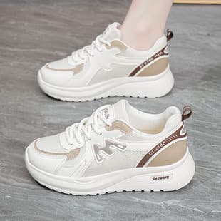 2026 Fall New Breathable Mesh Sports Shoes for Women Korean Style Versatile Thick Sole Heightening Casual Running Dad Sneakers