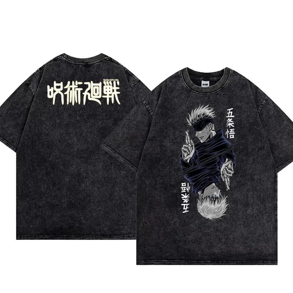 Anime T-shirt Jujutsu Kaisen Men's Washed T-shirt 100% Cotton