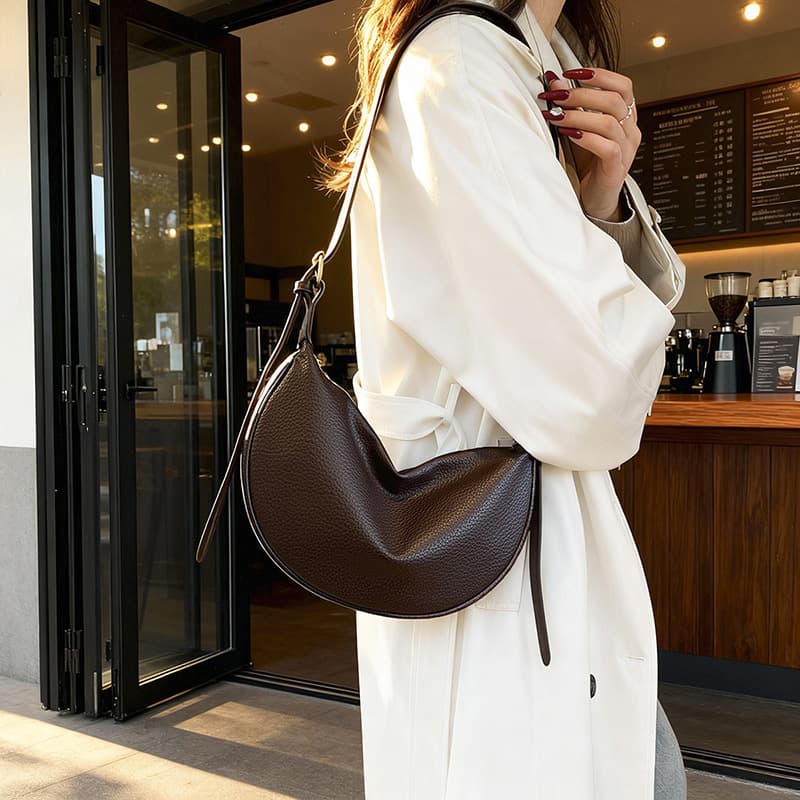 New Cross-Body Dumpling Bag Women's Single Shoulder Crossbody Bag Ins Korean Style Casual Versatile Soft PU Leather Women's Bag Fashion Bag