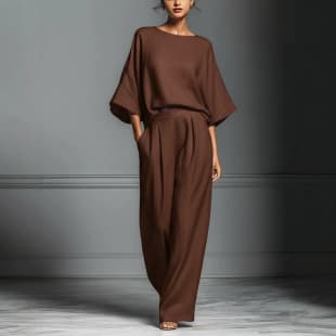 Amazon Cross-Border Women's Clothing 2026 European and American Summer New Casual Women's Fashion Elegant Flared Sleeve Linen Set