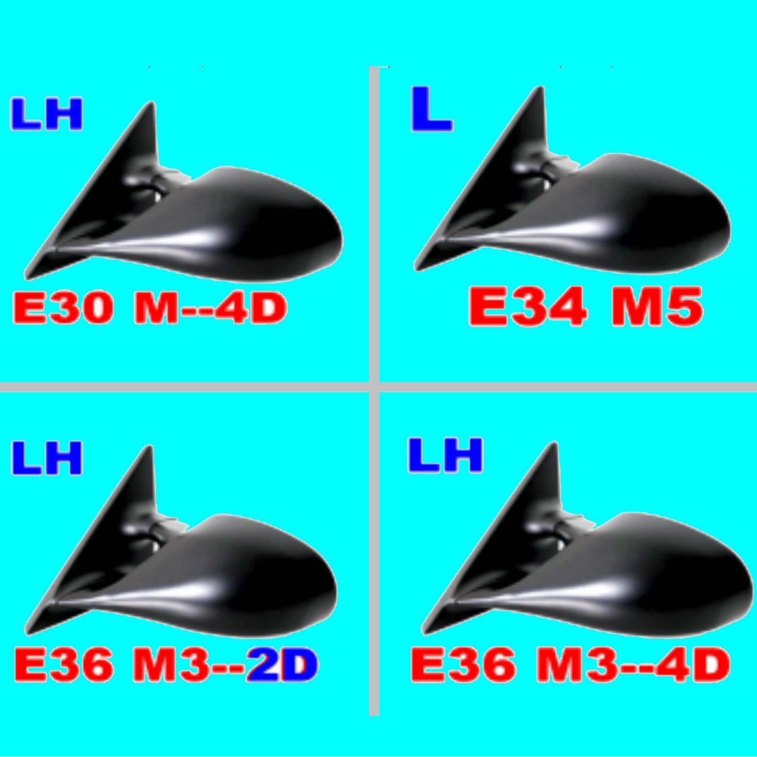 For BMW E36 E34 E30 E39 M3 M5 E46 Rear View Mirror Side Mirror