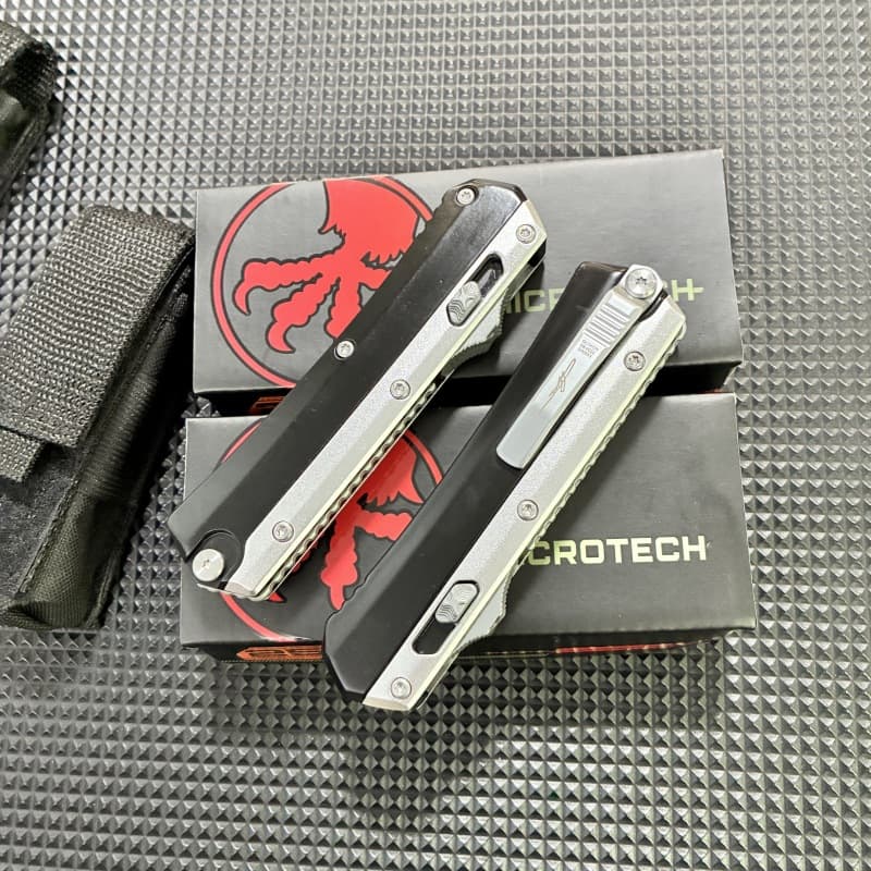 Hot Selling Microtech Snake God Black & White Handle Damascus Outdoor Tool Zinc Alloy OTF Multi-function Knife Sheath