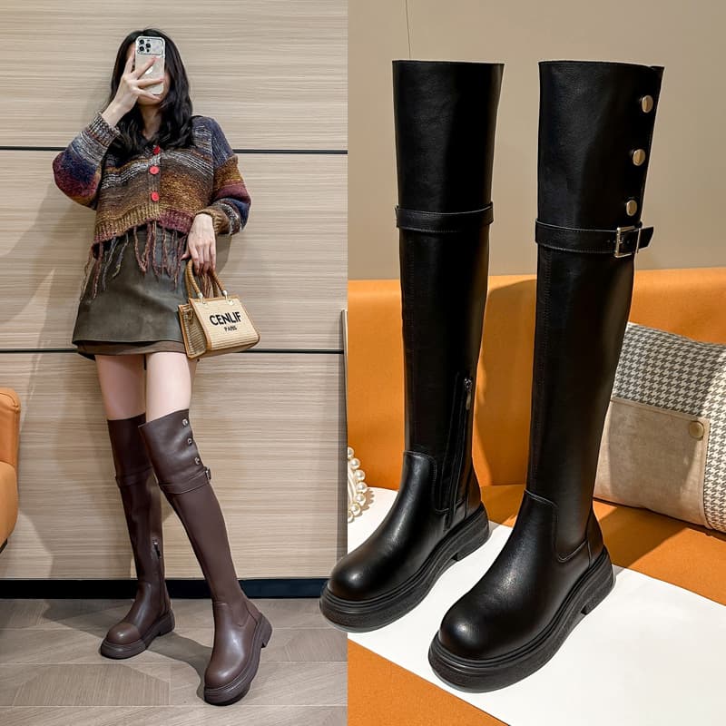 Plus Size Over-the-Knee Boots for Women, Thick Sole Long Boots, Wide Calf High Boots, Autumn Winter, Riding Boots