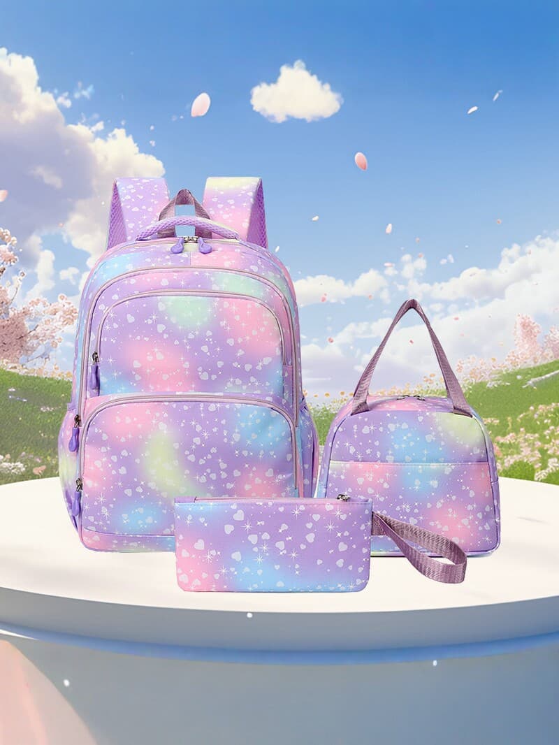New Lightweight Large-Capacity Kids Backpack, Stylish Ergonomic Student School Bag, Multi-Layer Design Set Backpack