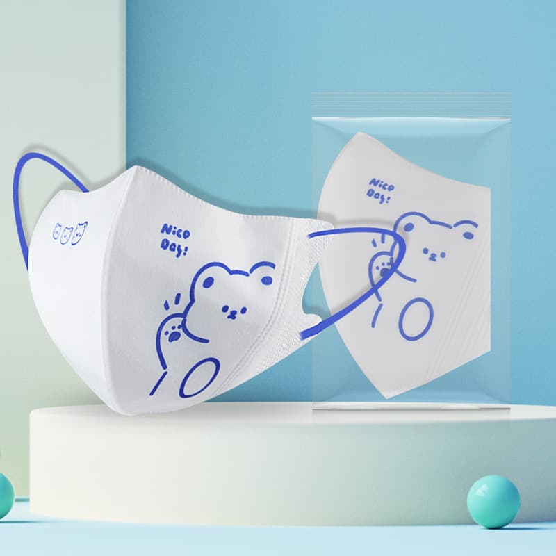 Klein Blue Bear Parent-Child Mask 3D Disposable Blush Individual Pack Adult Winter Warm Face Mask for Women