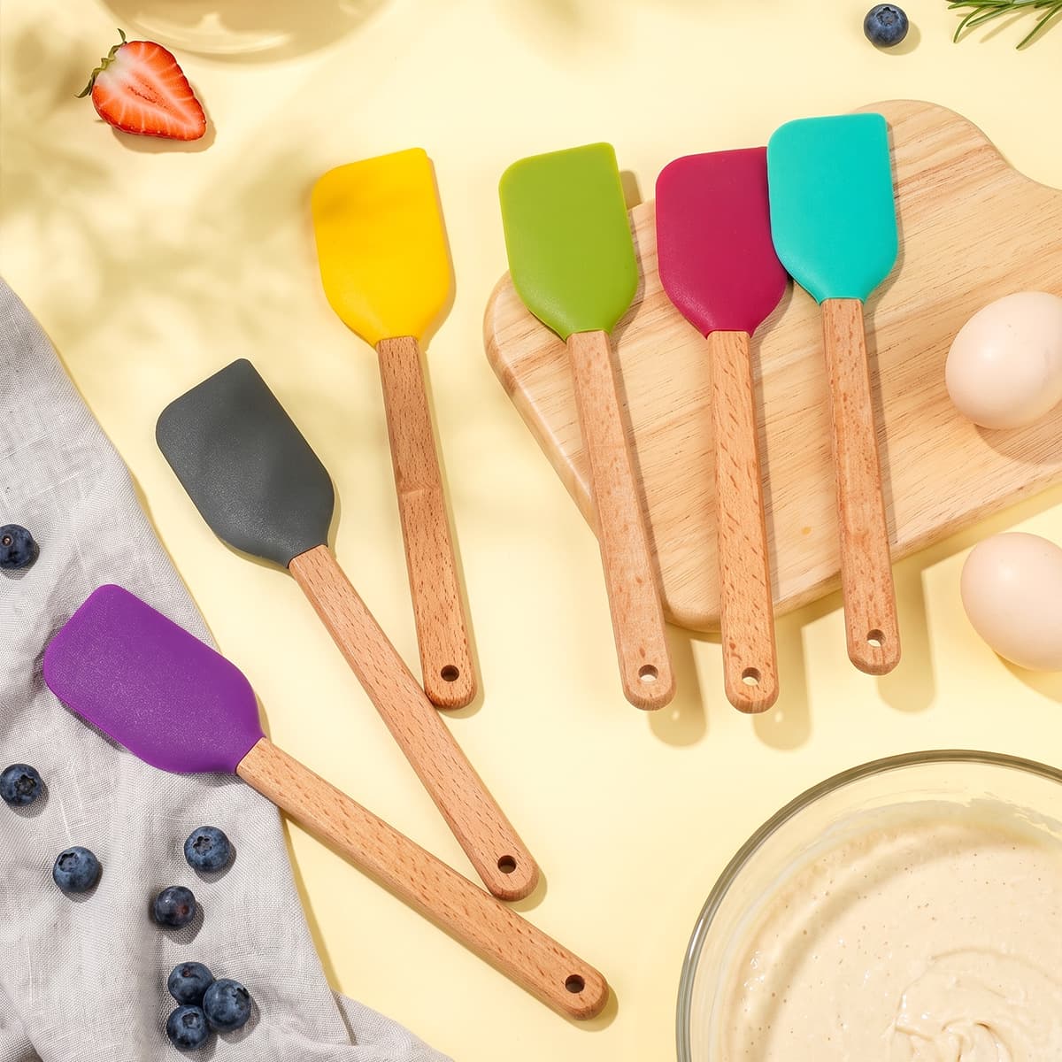 Colorful Silicone Spatula Baking Brush 5-Piece Set, Baby Food Making Tools, Mini Kitchen Utensils, Jam Spoon