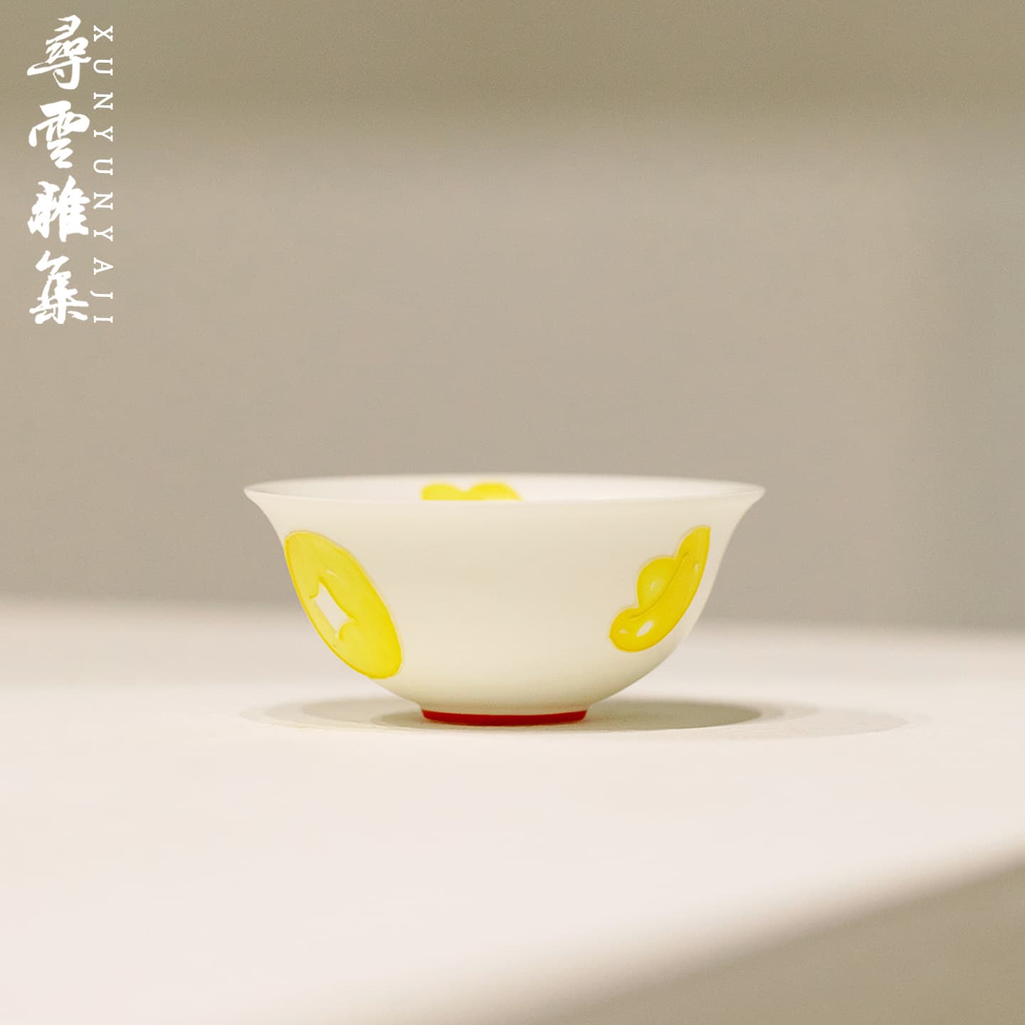 Xunyun Yaji Hand-Painted Copper Coin and Ingot Ceramic Tea Cup for Home Use, Wealth-Attracting Kung Fu Tea Set, New Chinese Style Tea Cup