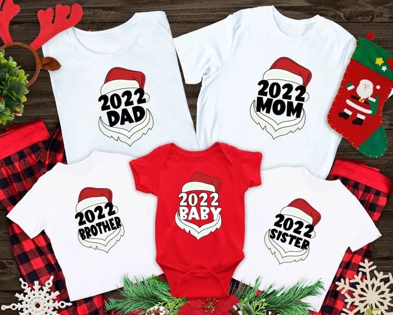 Parent-Child Summer New Short-Sleeved T-Shirt Christmas Family of Three or Four Mother-Daughter Kindergarten Activity Class Clothes T