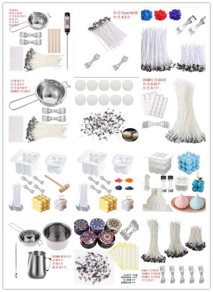 Candle Making Tool Matchinging Combination DIY Candle Material Package Kit Wax Pot Thermometer Lamp Wick