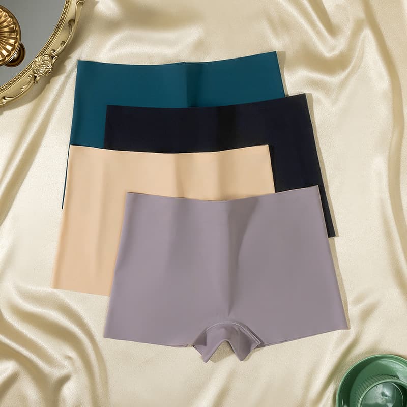 Cross-border European Size Women's Boxer Briefs Ice Silk Seamless Underwear Women Breathable High Elasticity Base Pants Safety Shorts No Roll-up