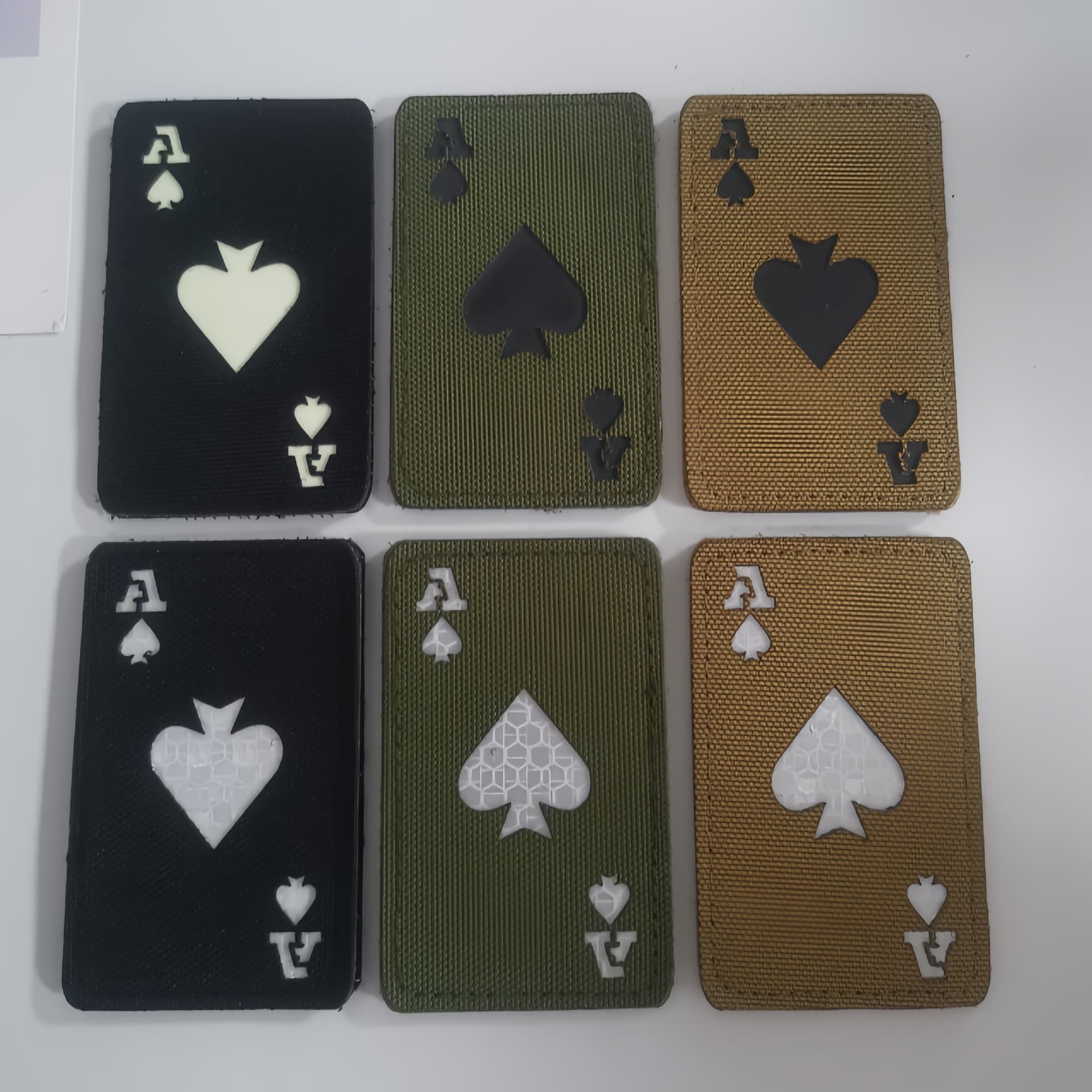 Cross-border death card poker arm patch laser-cut Spade A glow-in-the-dark Velcro patch outdoor bag patch