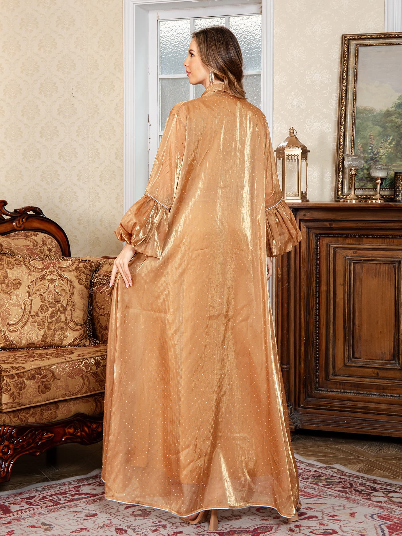 Beaded Crystal Two-Piece Set Banquet Evening Gown Long Dress
