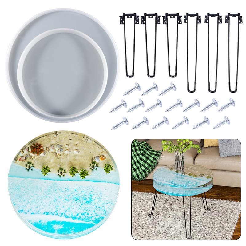 Manufacturer Silicone Resin Flowing Sand Table Mold DIY Crystal Epoxy Mirror Round River Table Silicone Mold