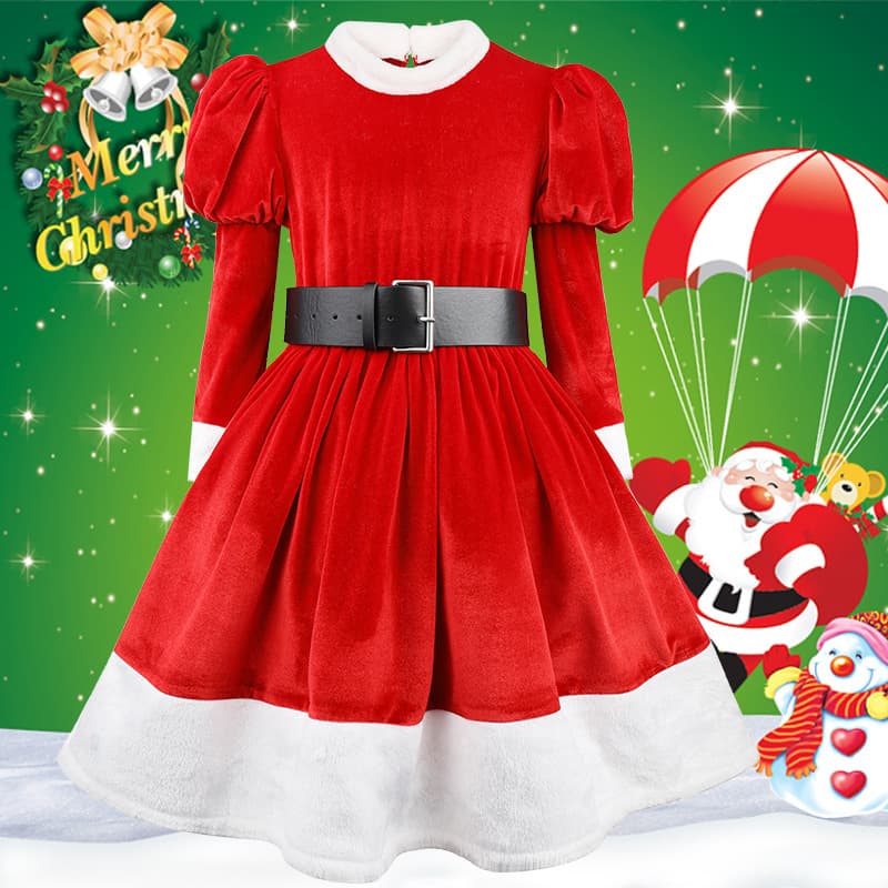 New European and American style Christmas red dress set, party outfit, costume, girls' tutu dress