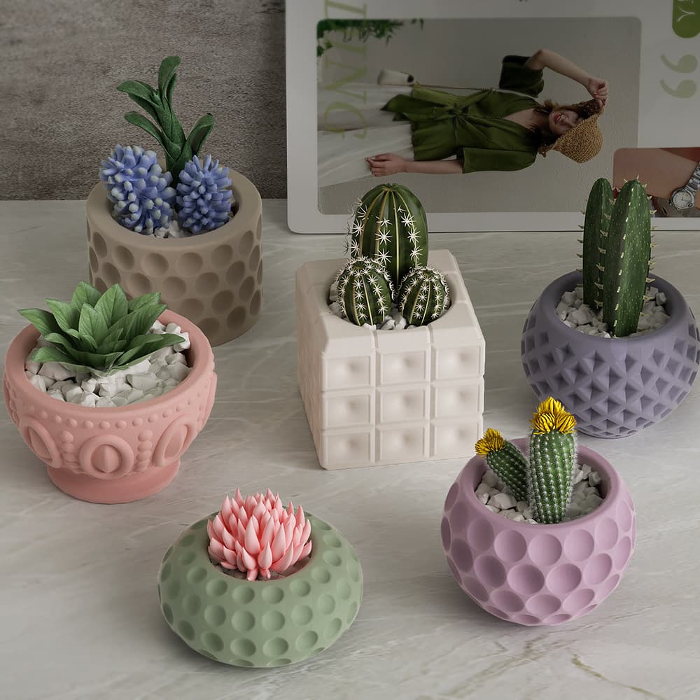European style polka dot flower pot plaster mold Roman storage box embossed round cement flower pot candle cup silicone abrasive tool