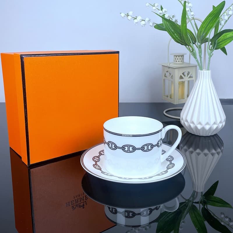 Bone China Coffee Cup and Saucer Set H-Style Creative Tea Cup Saucer Set Home Simple Ceramic Cup Saucer Flower Tea Wholesale