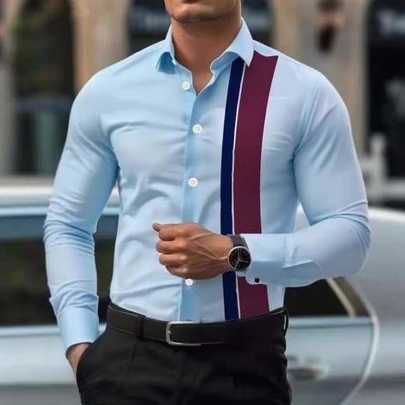 2026 European and American new men's long-sleeved shirts, cross-border popular printed men's shirts, ethnic style lapel buttons