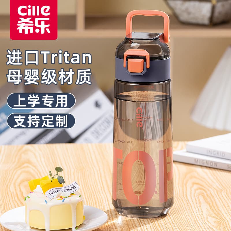 Xile Water Bottle Large Capacity Portable Tritan Plastic Cup for Men Women Students Children School Sports