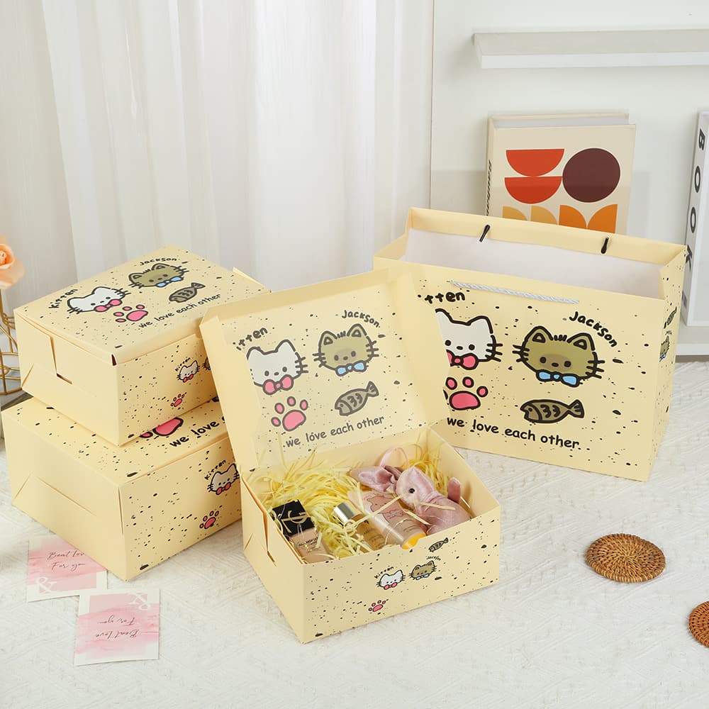 Ink Splash Cat Gift Box Empty Gift Box Cartoon Cute Cat Gift Packaging Box Fresh 520 Gift Box