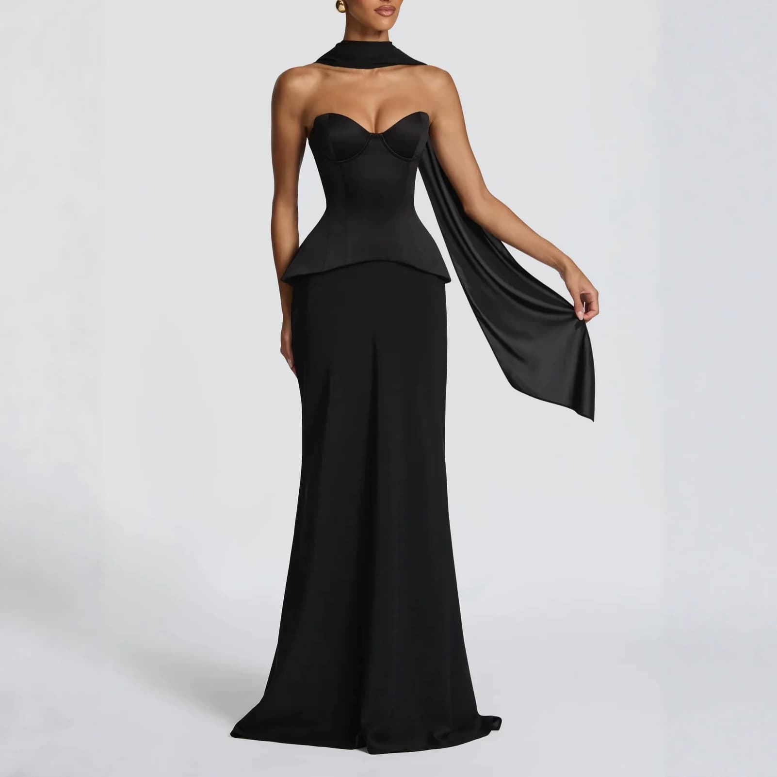 2026 Foreign Trade Cross-Border European and American Amazon Summer New Style Ribbon Strapless Waist-Cinching Solid Color Elegant Dress Set
