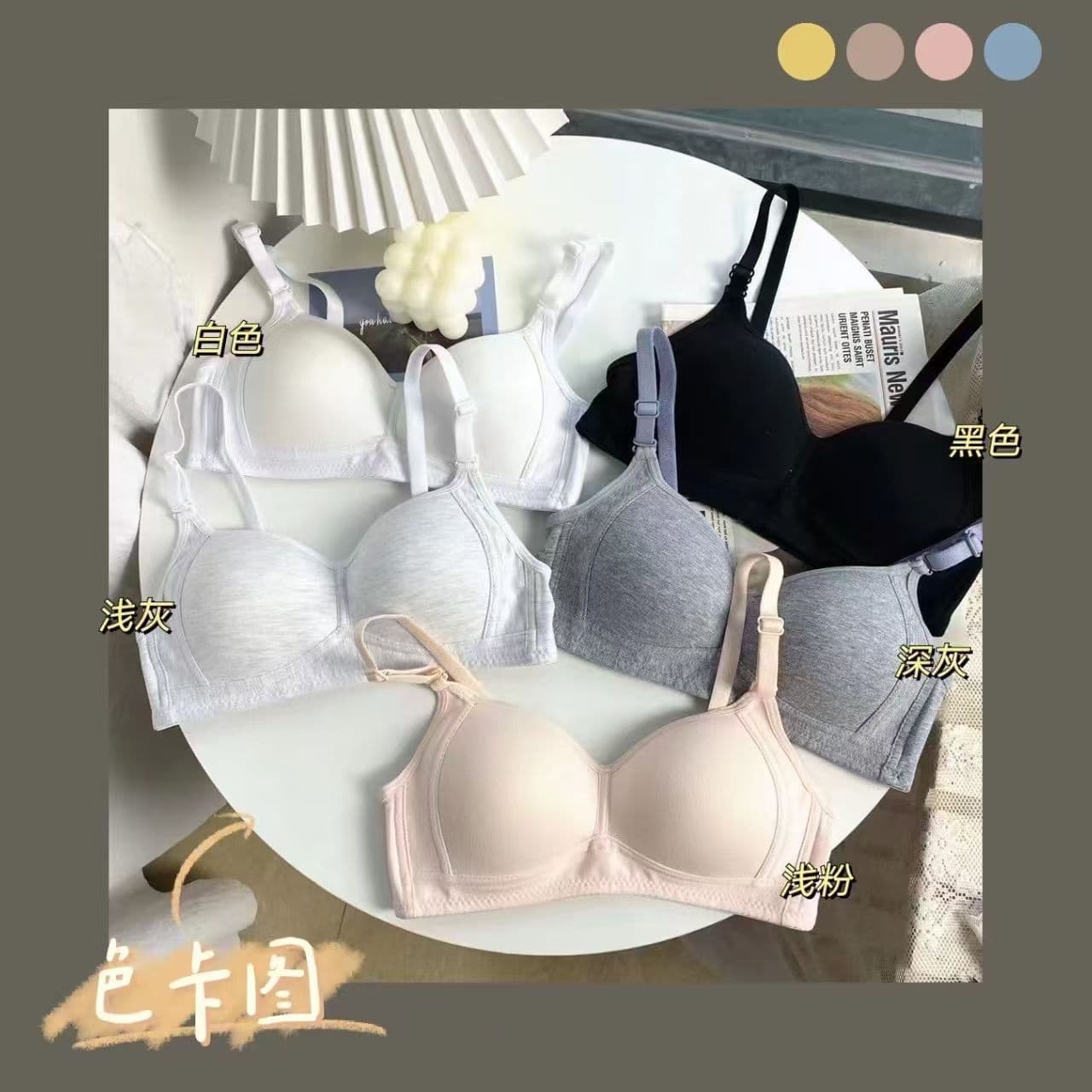 Japanese Style Solid Color High School Girl Teen Bra Pure Cotton Full Cotton Student Thin Wireless Developmental Bra
