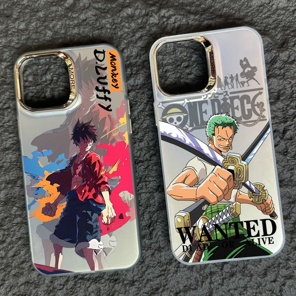 Double-layer IMD Color Silver Compatible with iPhone 16 Pro Max Shockproof Case ip17 Pro Max Protective Cover Trendy Cartoon Zoro 15P