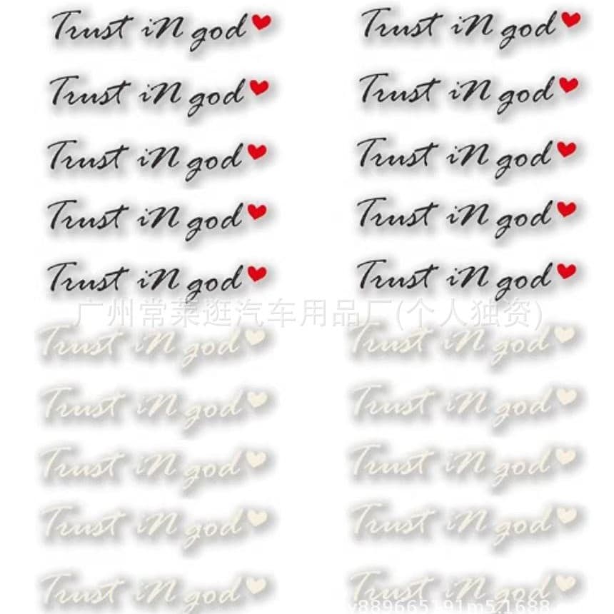 Cross-border hot-selling new car rearview mirror decorative sticker Trust In God Trust In God car sticker