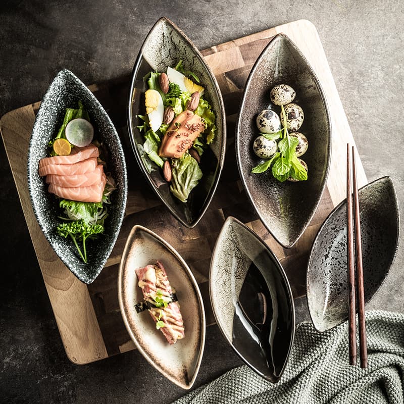 Restaurant specialties ceramic plate, creative deep plate soup bowl, table setting porcelain plate, snack plate, salmon sushi plate