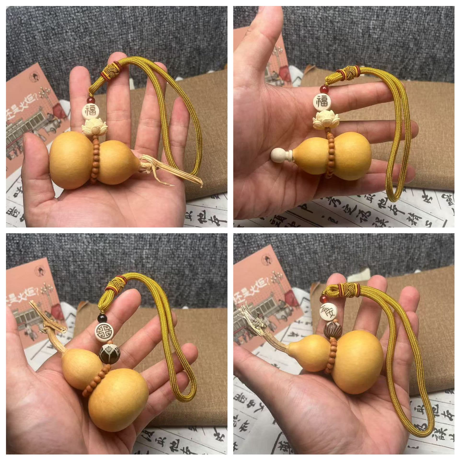 Road Protection Gourd Hand-woven Car Pendants, Car Hanging Gourd Ornaments, Rearview Mirror Pendants, Hand-play Collectibles