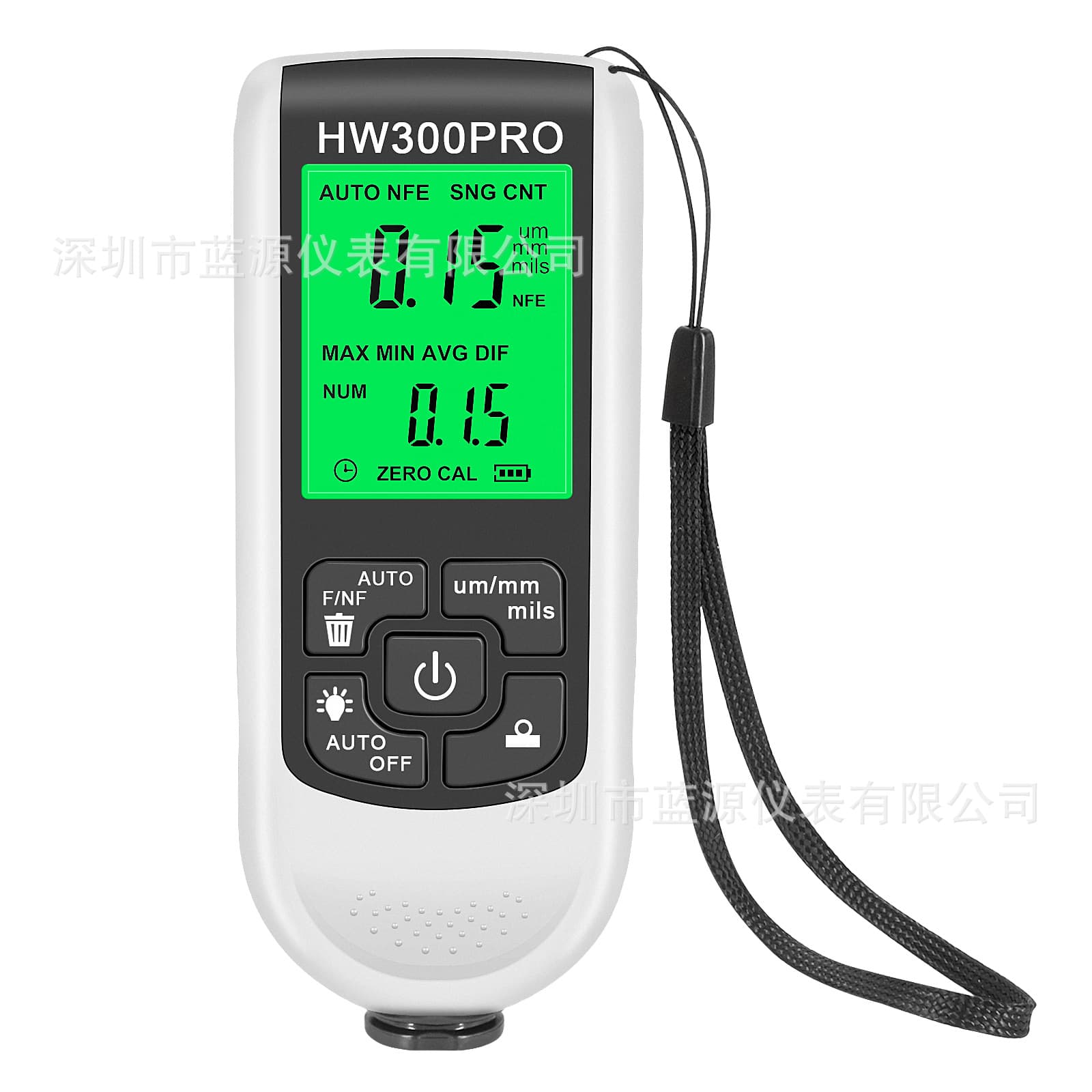 HW-300PRO Coating Thickness Gauge, Paint Meter, Iron/Aluminum Base Non-Destructive Testing Dry Film Thickness Gauge, Powder Layer Thickness Meter