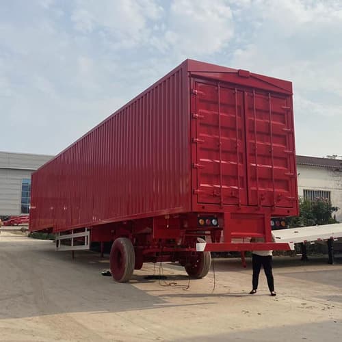 Cross-border export wing-van semi-trailers, wing-opening van transport vehicles, with both side panels openable.