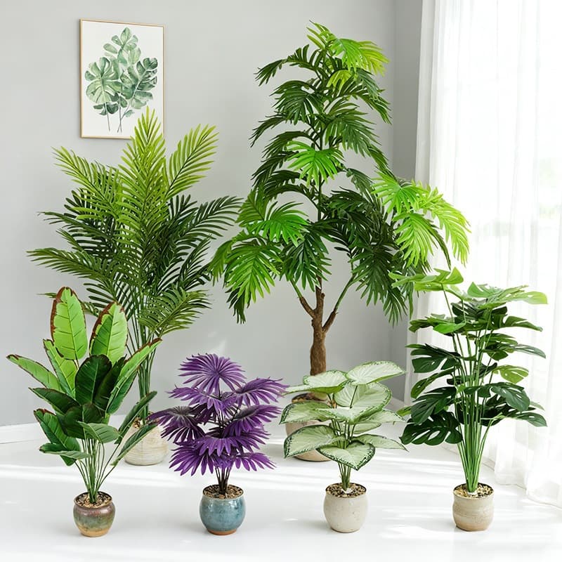 Nordic Artificial Tree Green Plant Living Room Decoration Fake Areca Palm Bird of Paradise Traveler's Palm Bonsai Gardening Landscape Plant