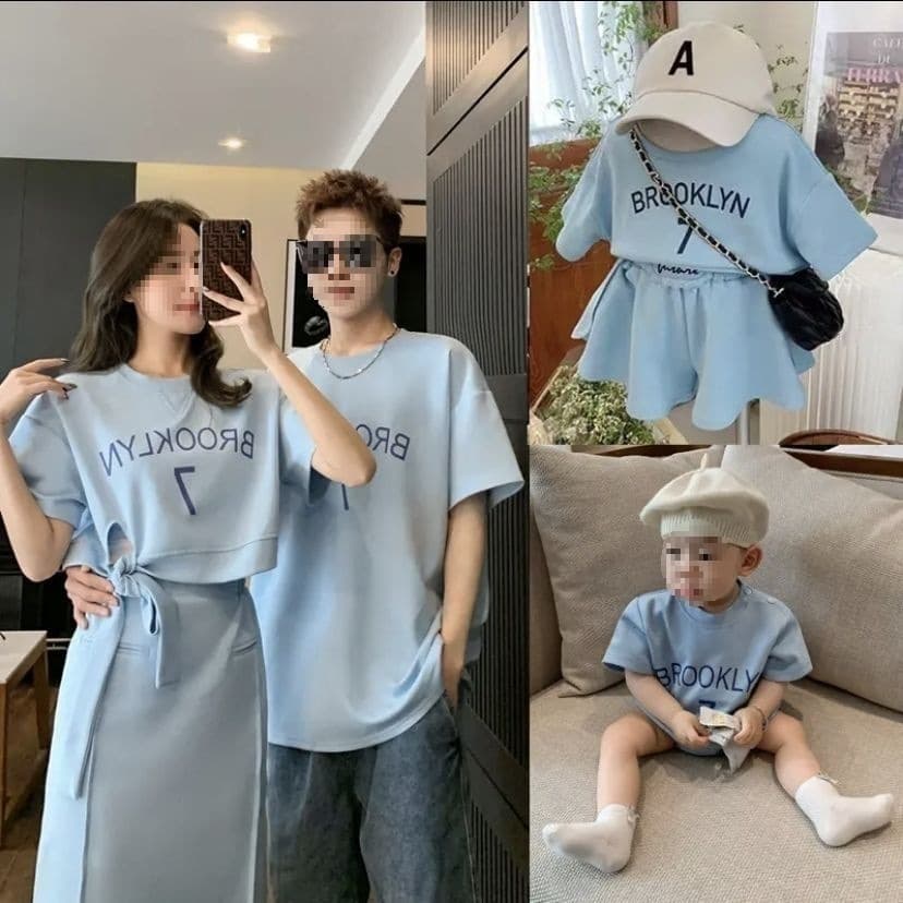 Internet celebrity parent-child outfits for a family of three or four, summer new style vacation T-shirts, skirts, mother and daughter outfits, two pieces