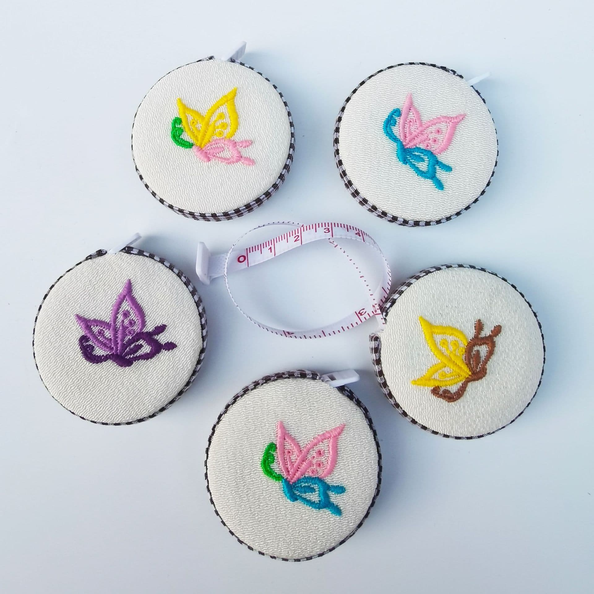 Cross-border gift wrapped cloth mini tape measure fabric tape measure embroidered butterfly stationery 1.5M measuring ruler E6107
