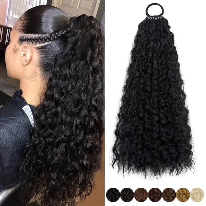 Cross-border Trade Ponytail Hair Extensions Small Curl Ponytail Braid High Temperature Silk Women's Elastic Band Style Curly Ponytail