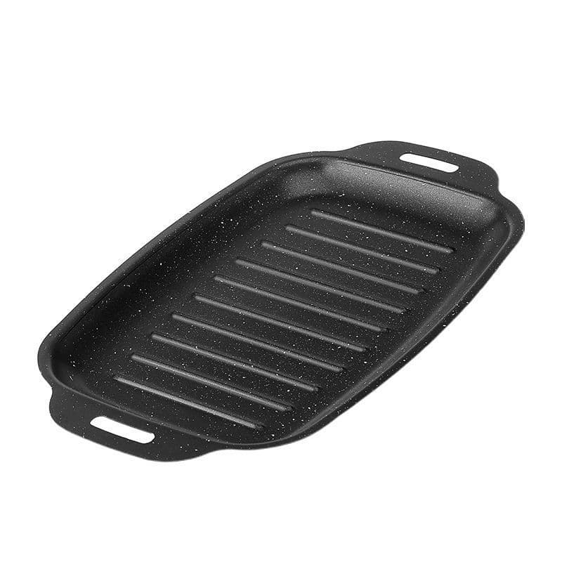 Rectangular grill pan made of Maifan stone, suitable for household induction cookers and gas stoves, for outdoor barbecues and grilling.