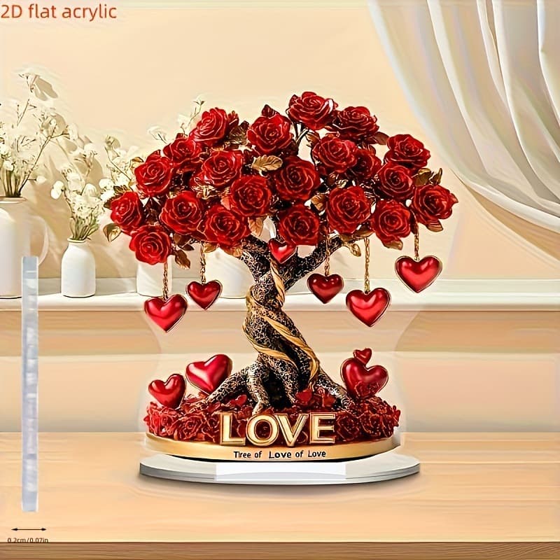 Cross-border new product Valentine's Day love rose tree 2D flat acrylic wedding room living room arrangement Nordic style