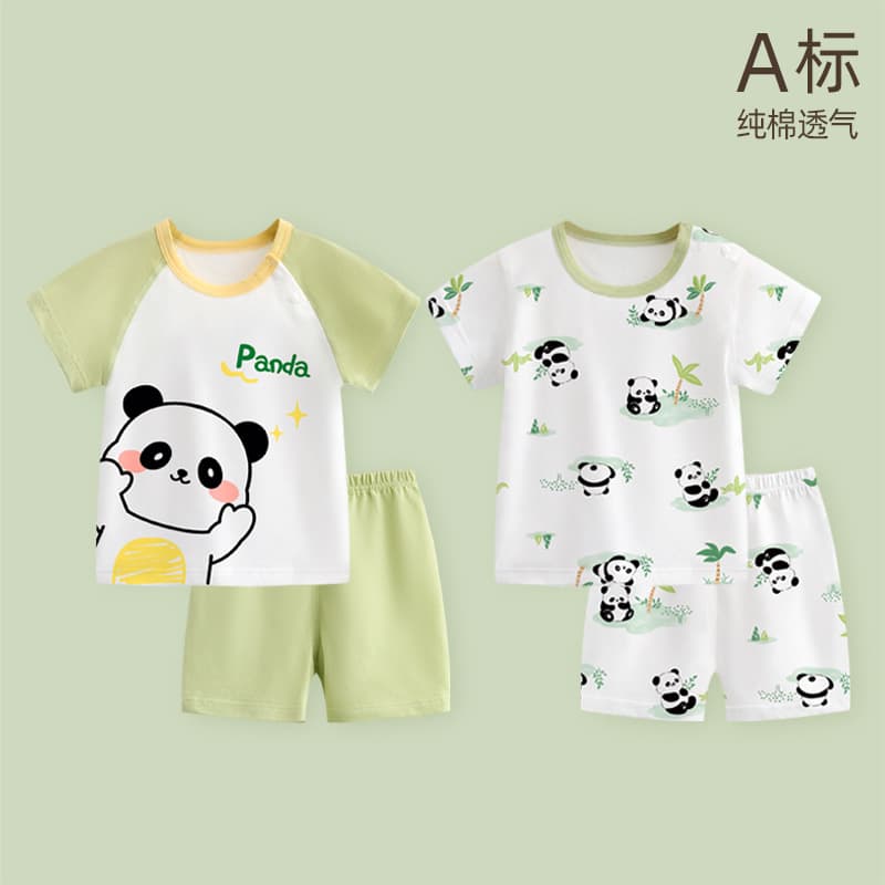 Baby Short Sleeve Set Pure Cotton Boys Summer Shorts Children's Outwear Thin Underwear Two-Piece Set for Girls