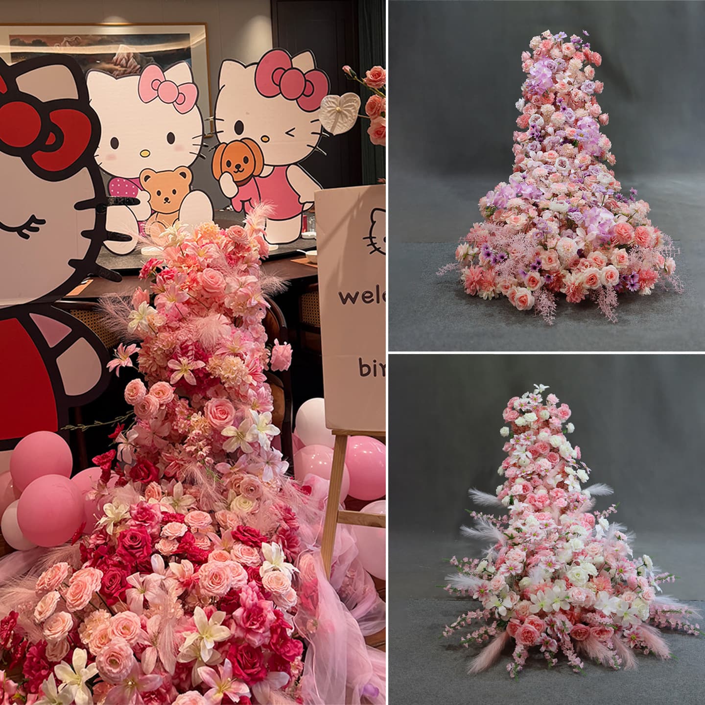 Premium Ambiance Waterfall Artificial Flower Arrangement for Birthday Parties, Wedding Halls, Hotel Private Rooms, Table Background Decoration Props