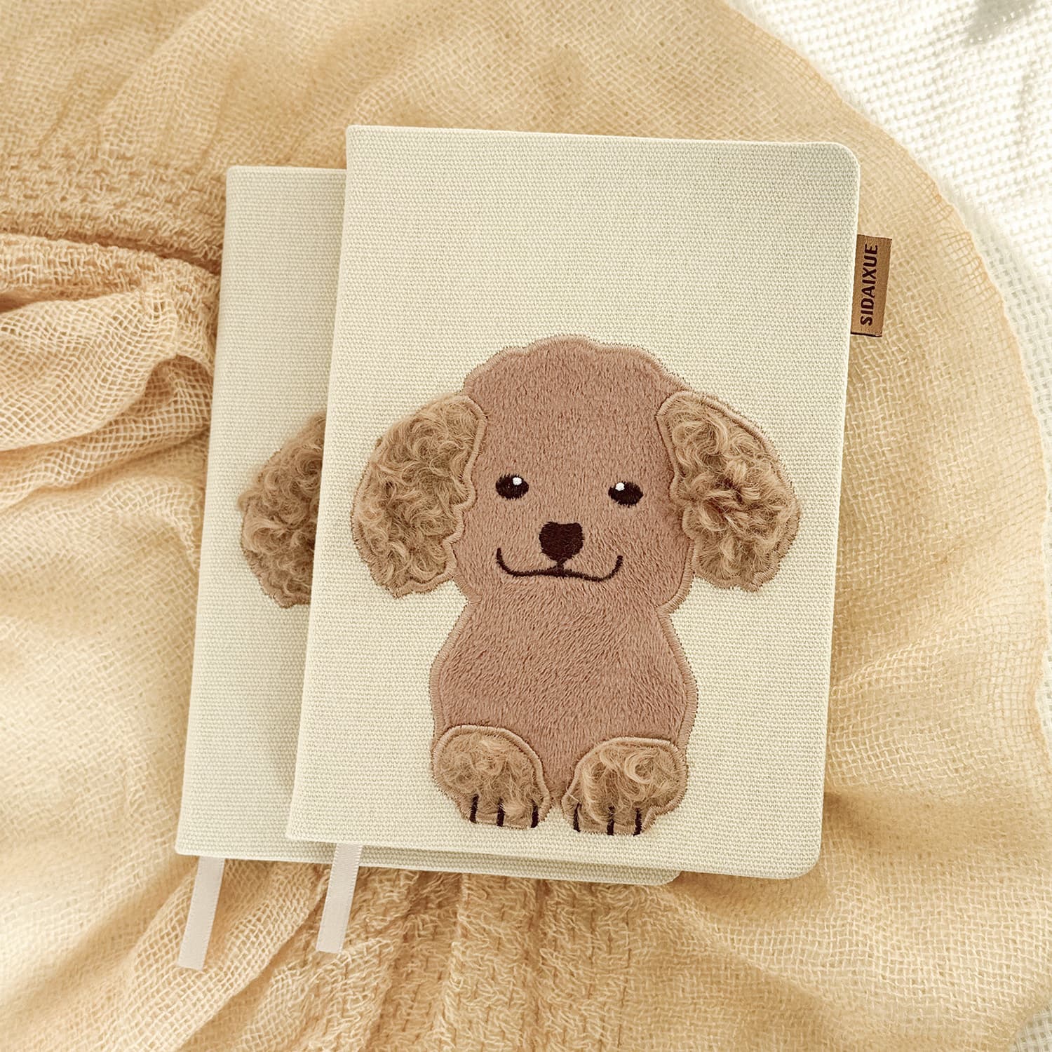 Cloth embroidery cartoon notebook towel embroidery craft notepad cute puppy pattern notebook gift notebook original