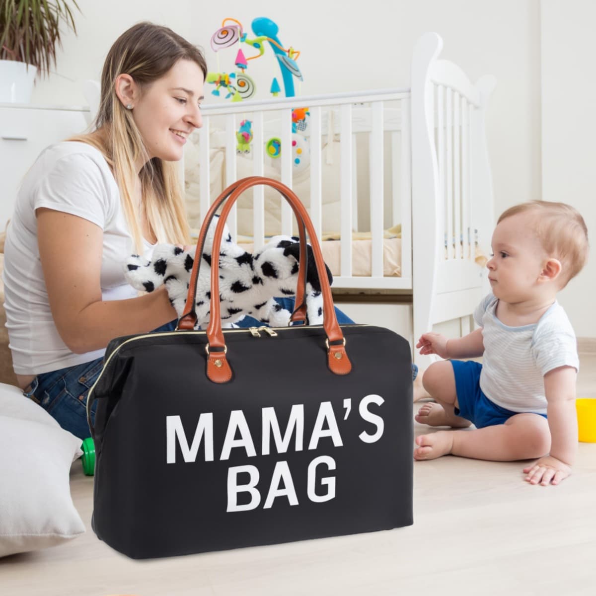 Trendy Travel Organizer Diaper Bag, Large Capacity Maternity Bag with Insulated Bottle Holder, Handbag Style