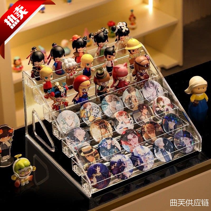 Babies display stand, transparent desktop millet storage box, tiered shelf, standee, badge holder, acrylic shelf